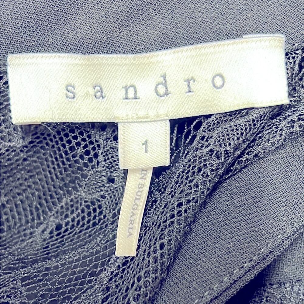 SANDRO Sleeveless Black Sheer Lace Sweetheart Neckline Peplum Cocktail Dress SZ1 - Picture 12 of 14